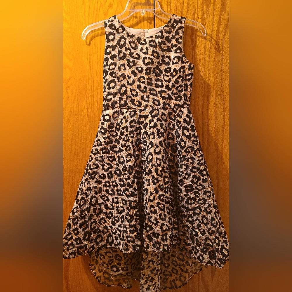 Girl High Low Leppard Print Dress